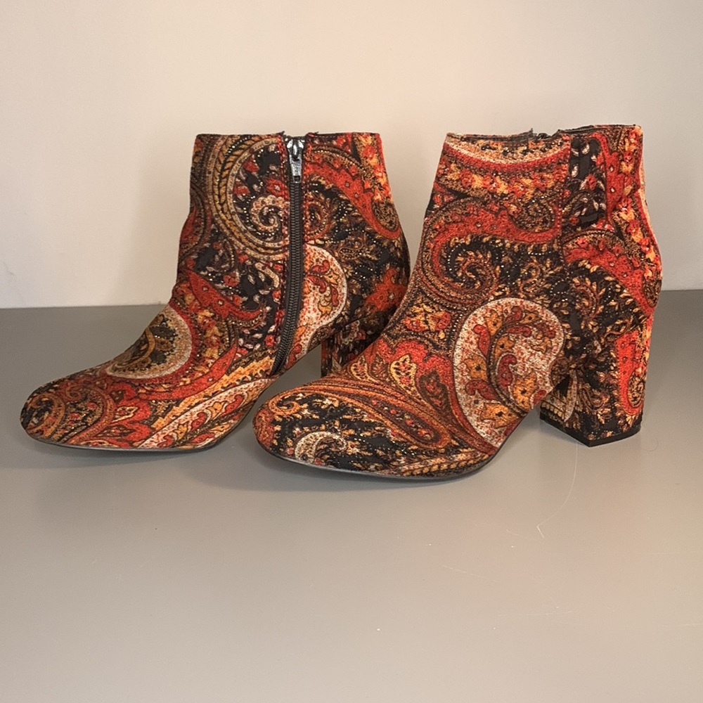 Velvet Paisley Booties Size 10